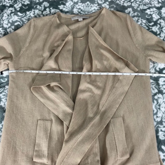 LOFT Open Front Lightweight Oatmeal Cardigan Sz M - Picture 10 of 11